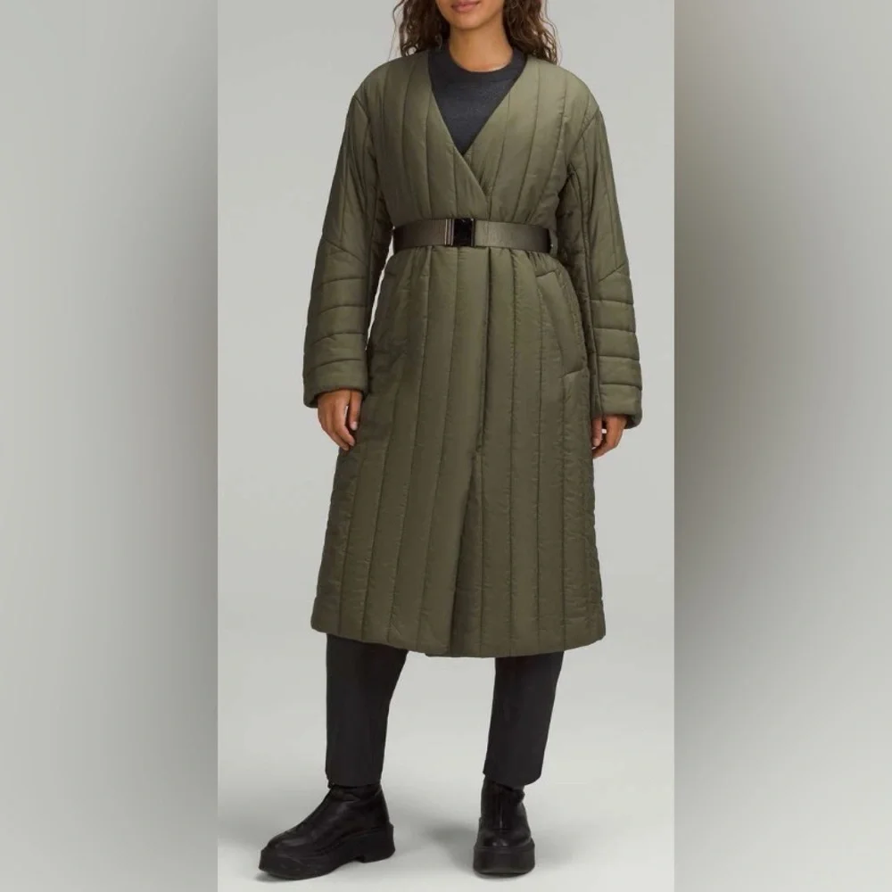 NWOT New Lululemon Belted Long Insulated Jacket Medium Olive